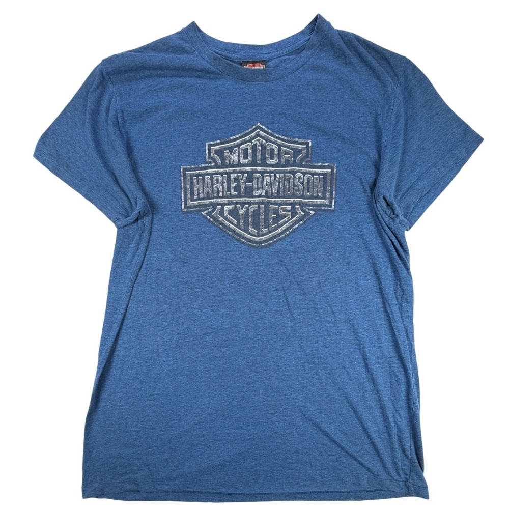 Vintage 02 Harley-Davidson Mens T-Shirt Blue Heather Joliet IL City of Blues XXL